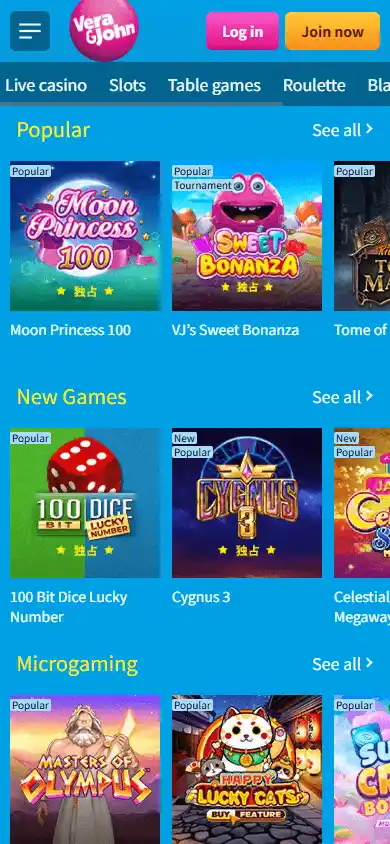 Vera&John Casino screenshot 5