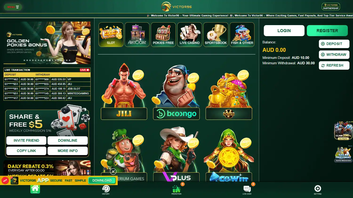 Victor96 Casino screenshot 1