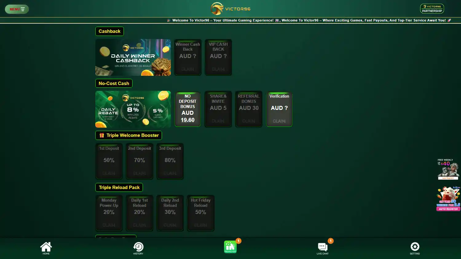 Victor96 Casino screenshot 3