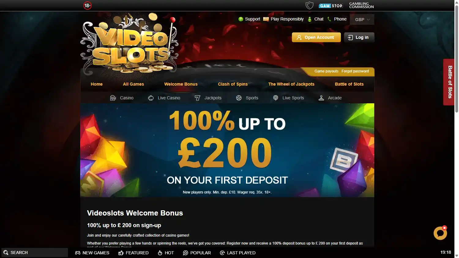 Videoslots Casino screenshot 3