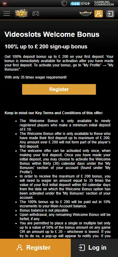 Videoslots Casino screenshot 6
