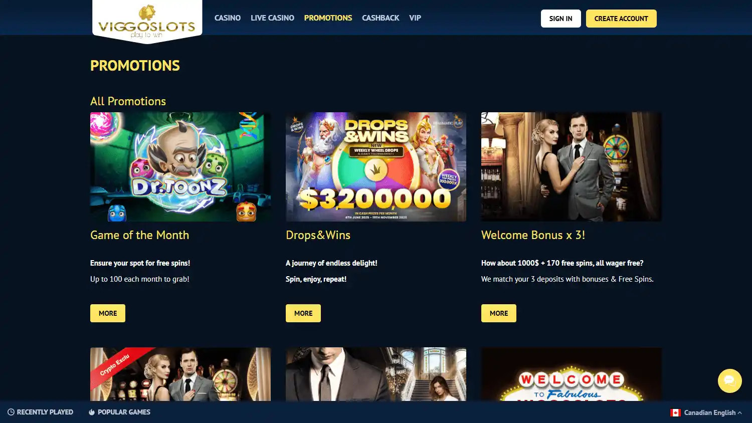 Viggoslots Casino screenshot 3