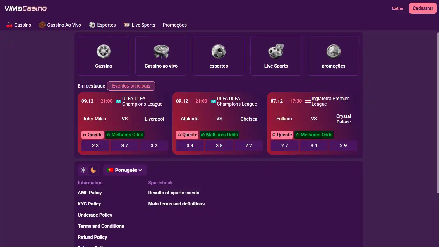 Vima Casino screenshot 1