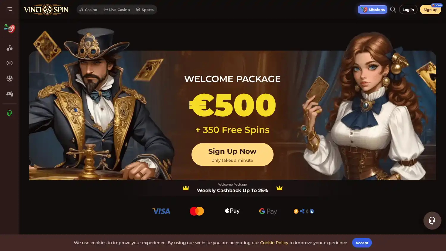 Vincispin Casino screenshot 1