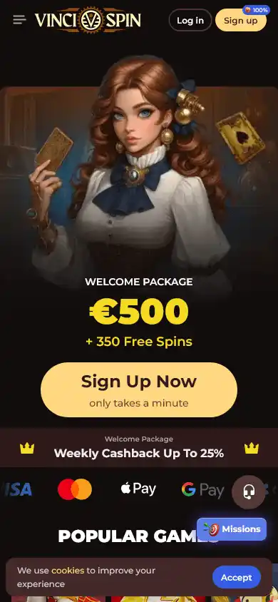 Vincispin Casino screenshot 3