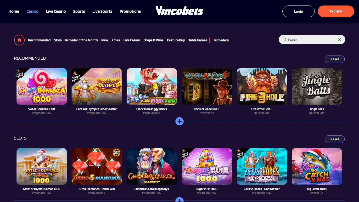 Vincobets Casino screenshot 2
