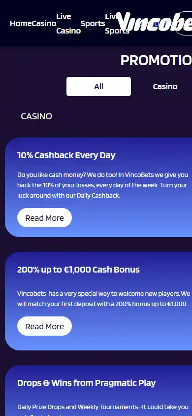 Vincobets Casino screenshot 5