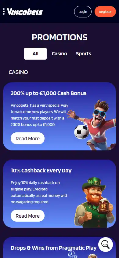 Vincobets Casino screenshot 6