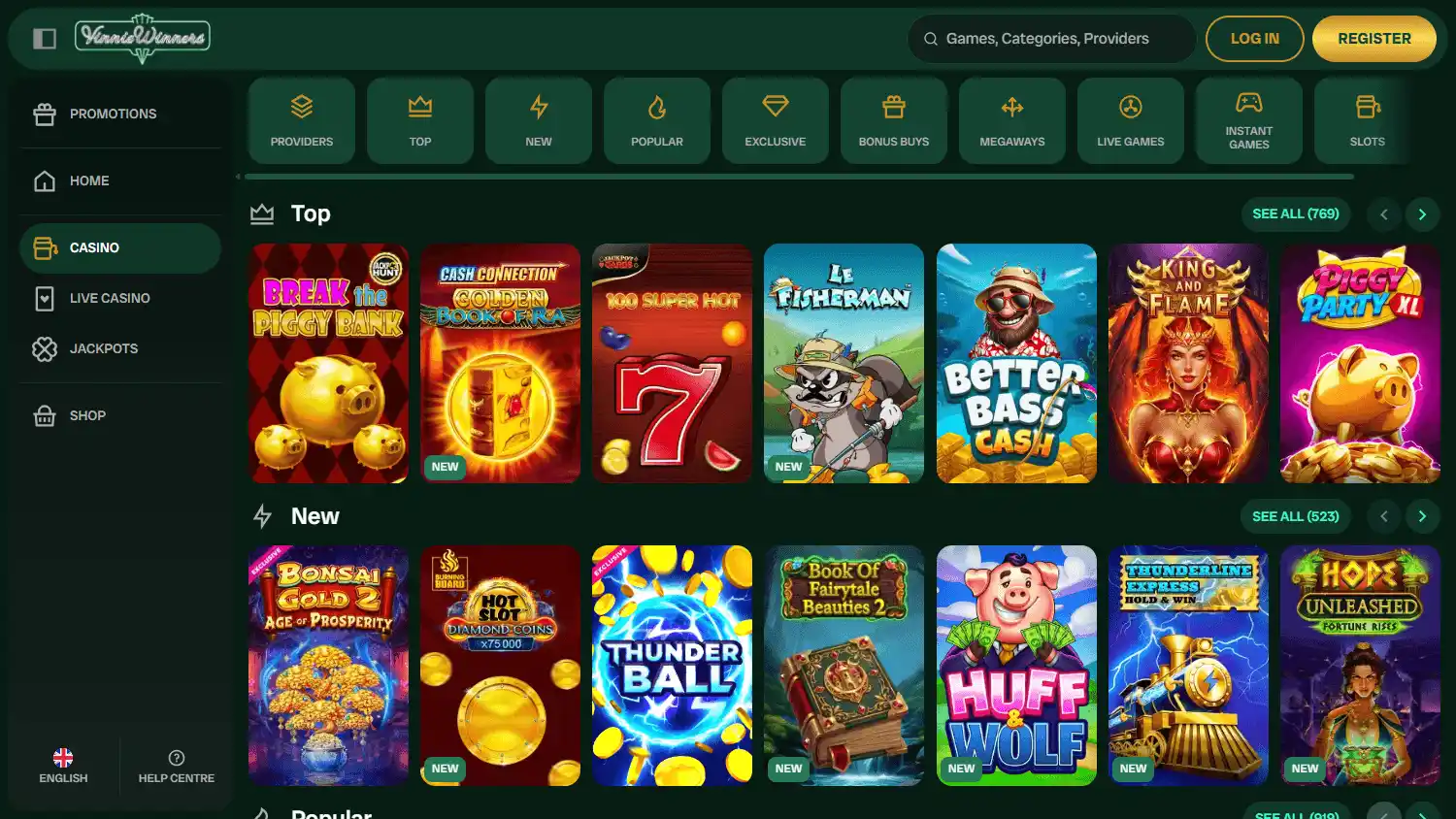VinnieWinners Casino screenshot 2