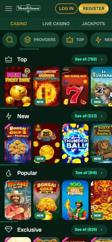 VinnieWinners Casino screenshot 5