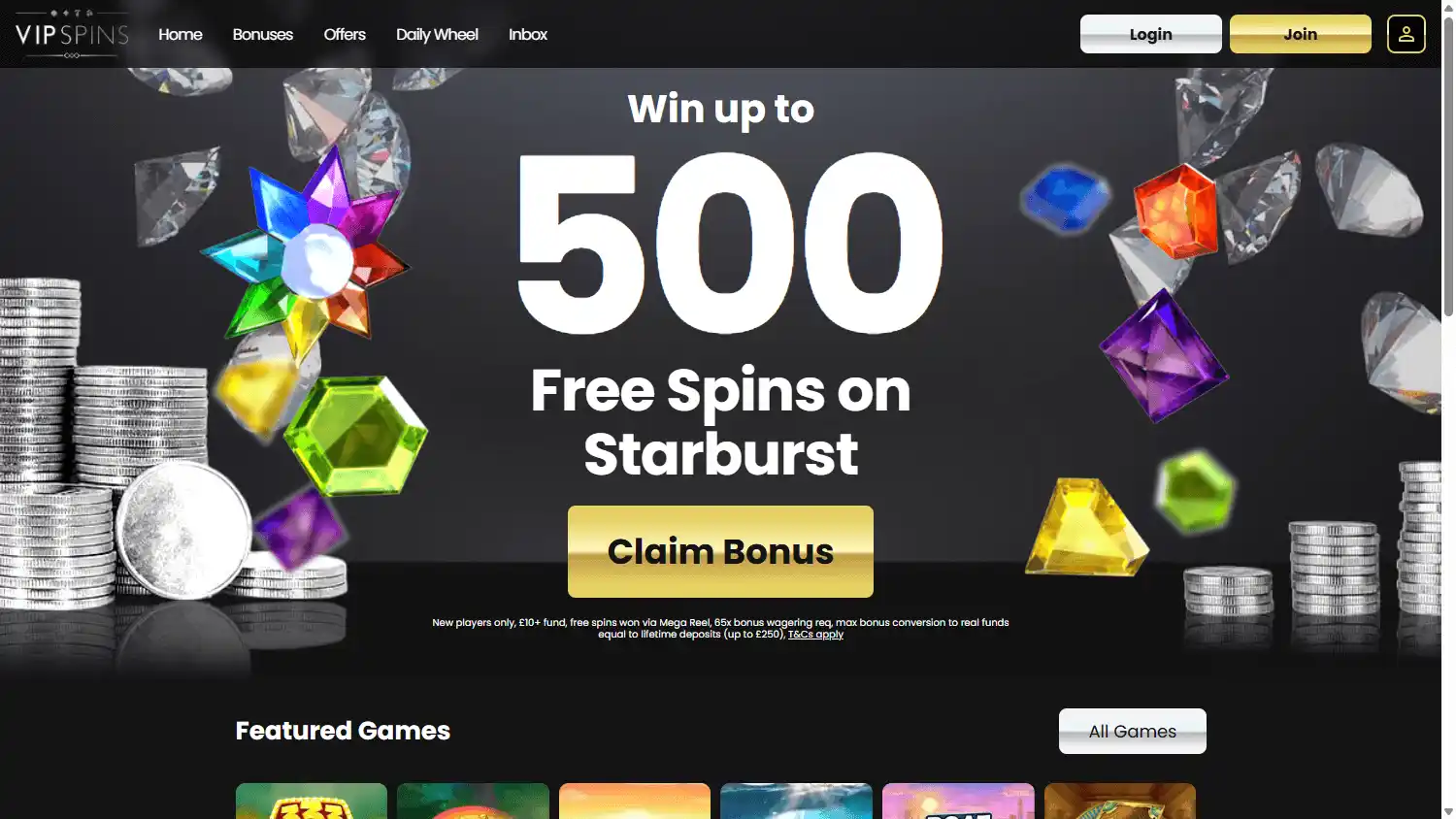 VIP Spins Casino screenshot 1