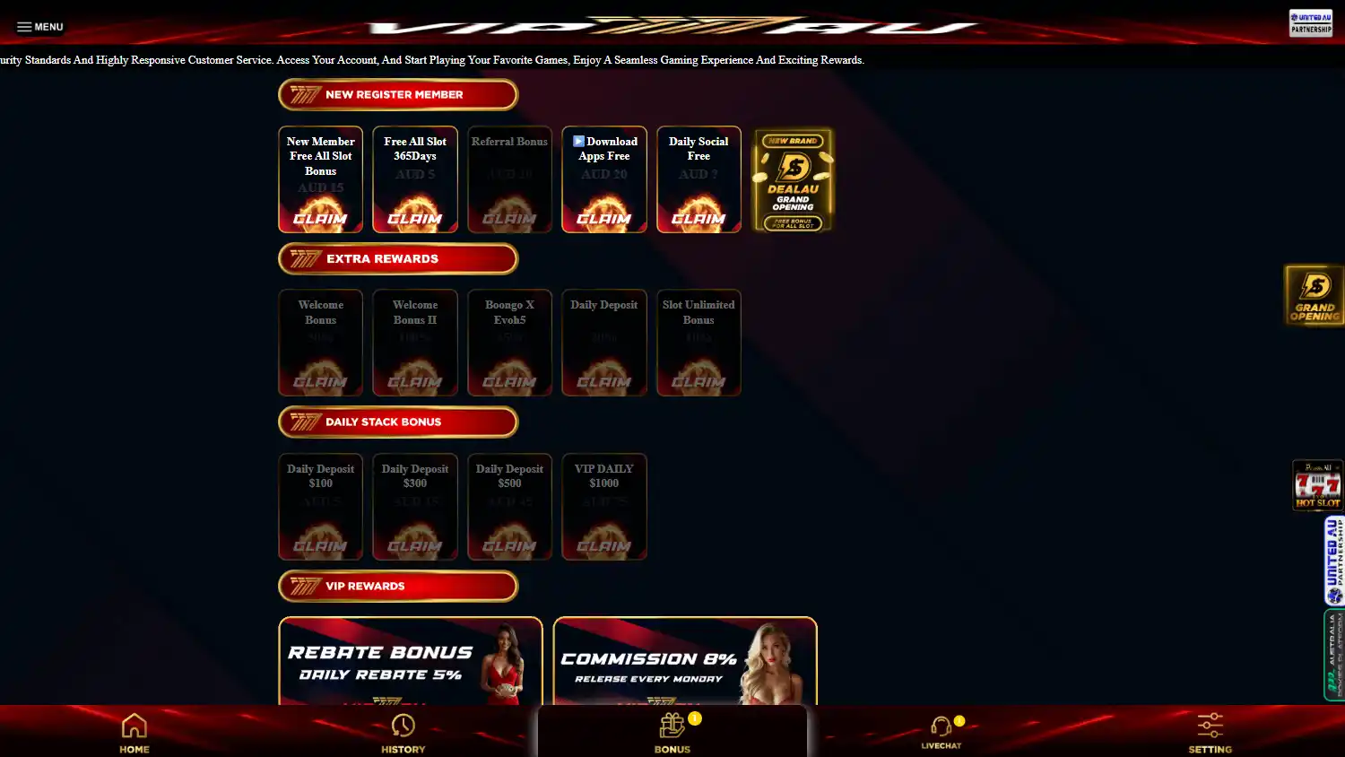 VIP777AU Casino screenshot 2