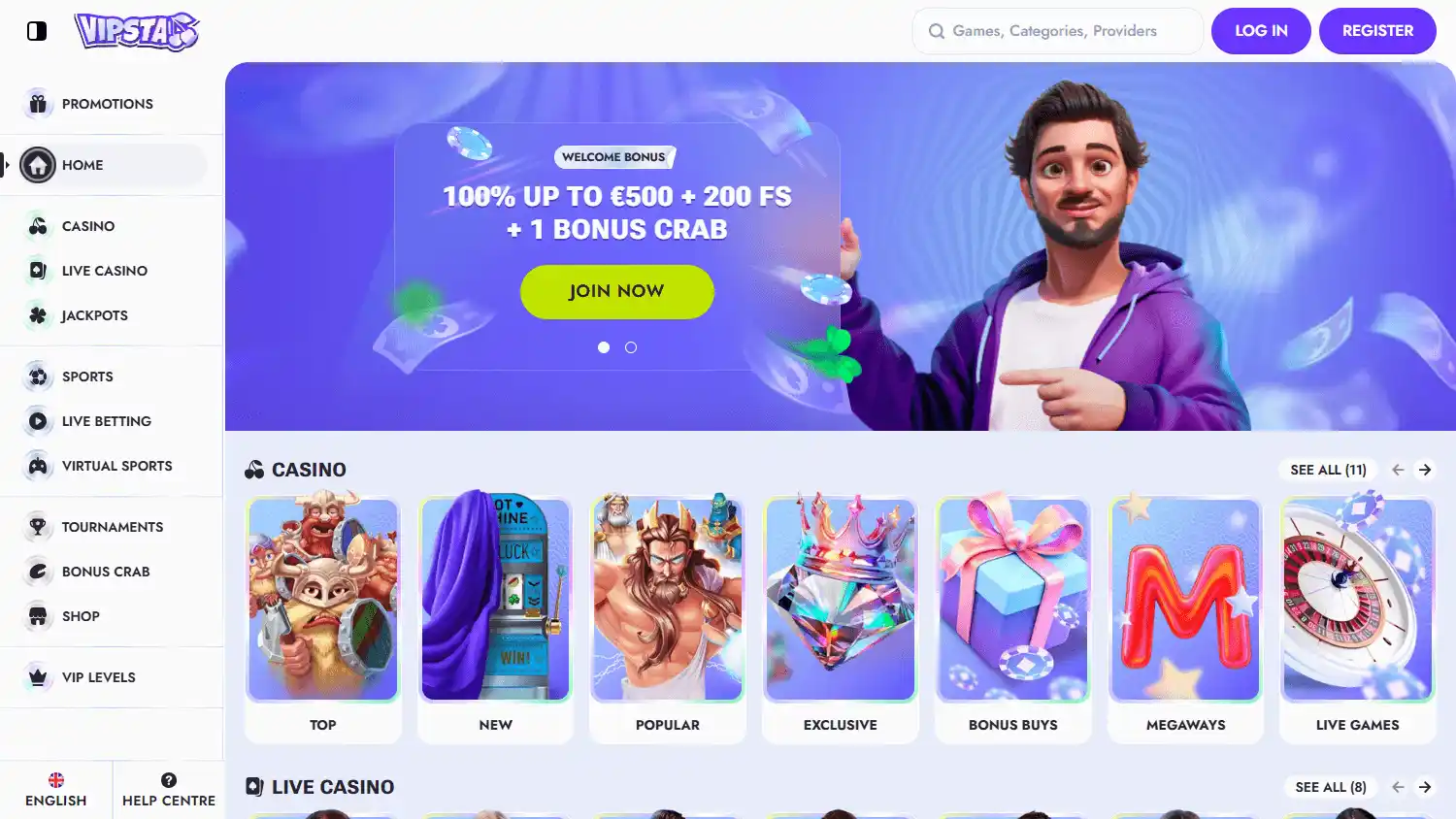 Vipsta Casino screenshot 1