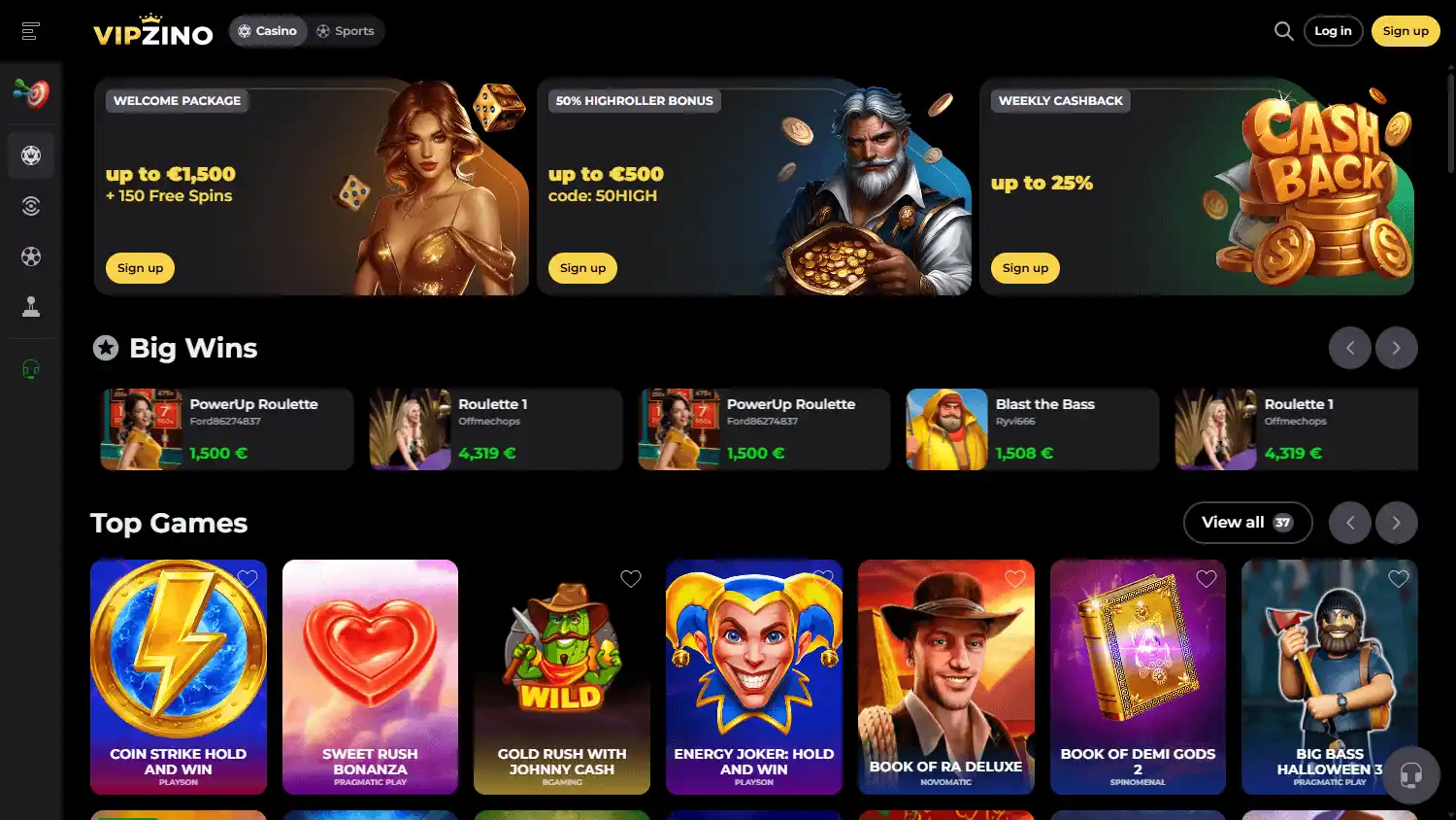 Vipzino Casino screenshot 1