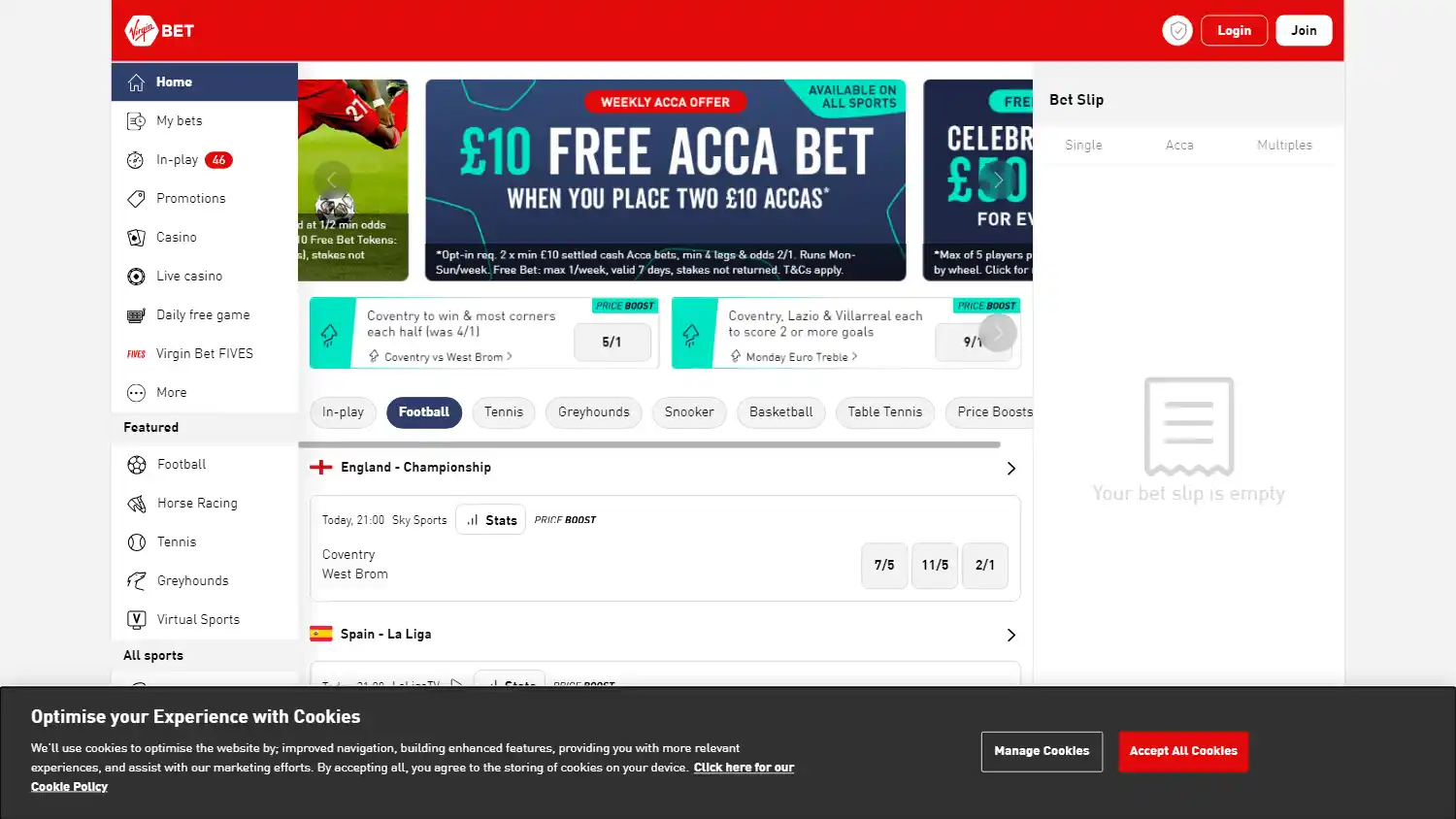 Virgin Bet Casino screenshot 1