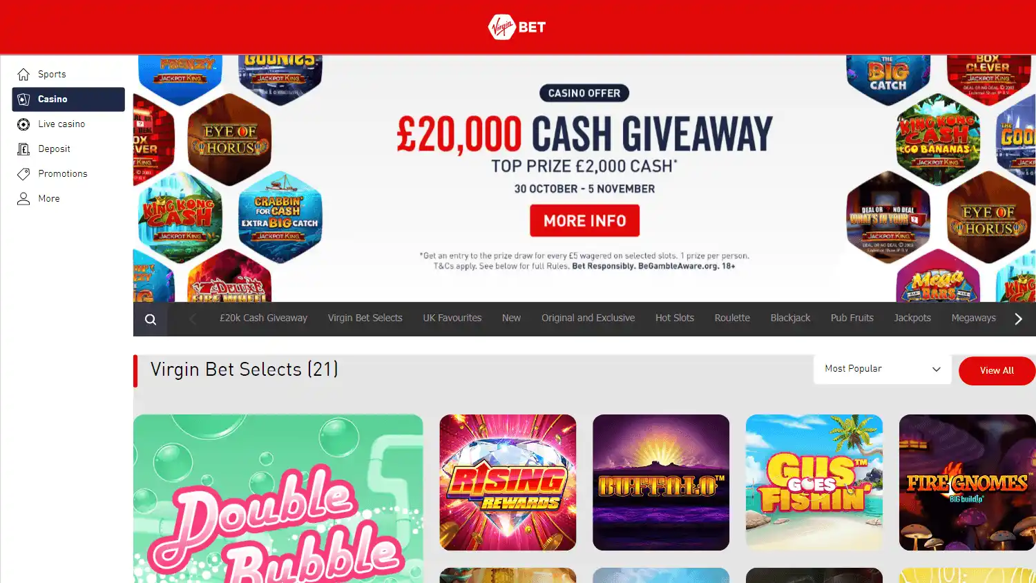 Virgin Bet Casino screenshot 2