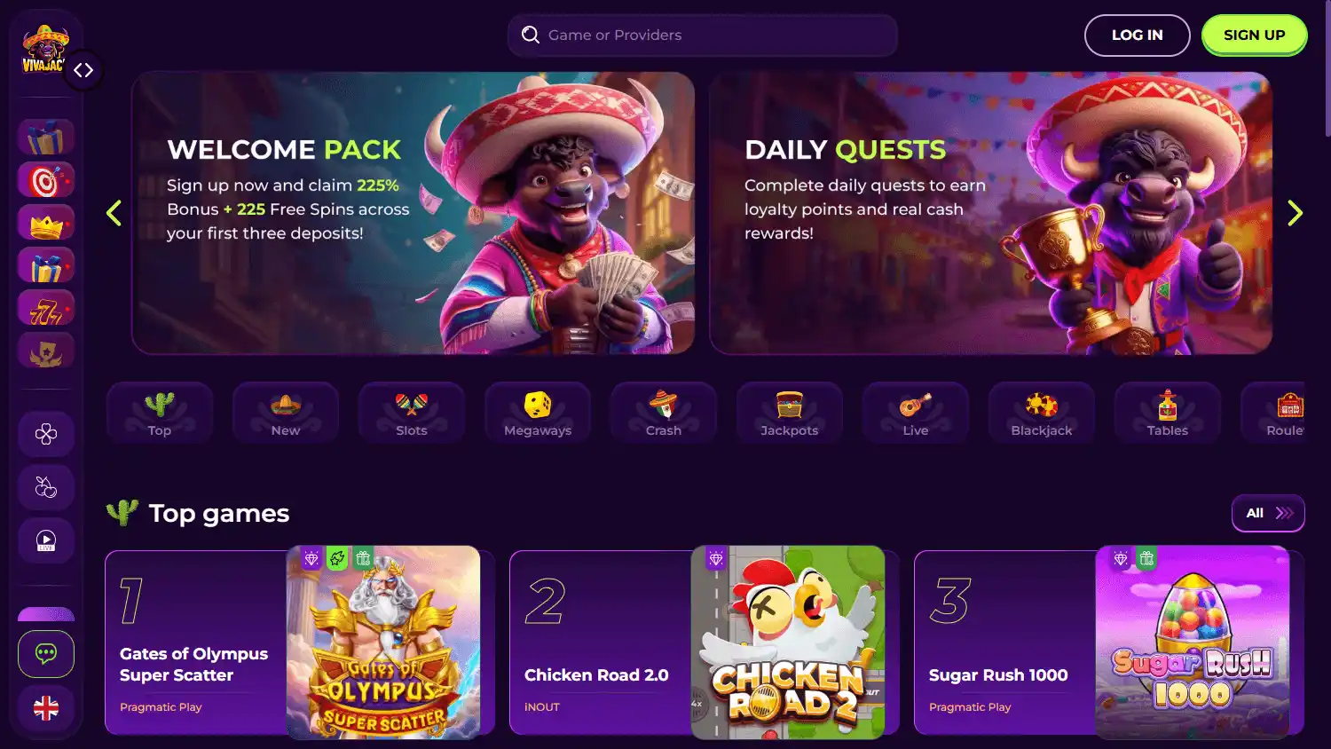 Vivajack Casino screenshot 1