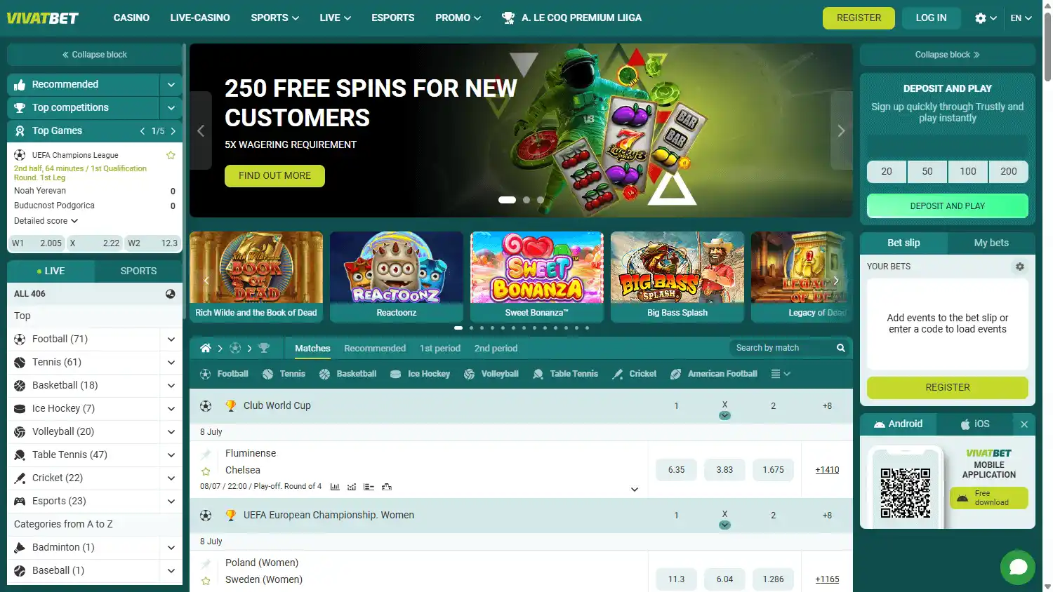 VivatBet Casino IE screenshot 1