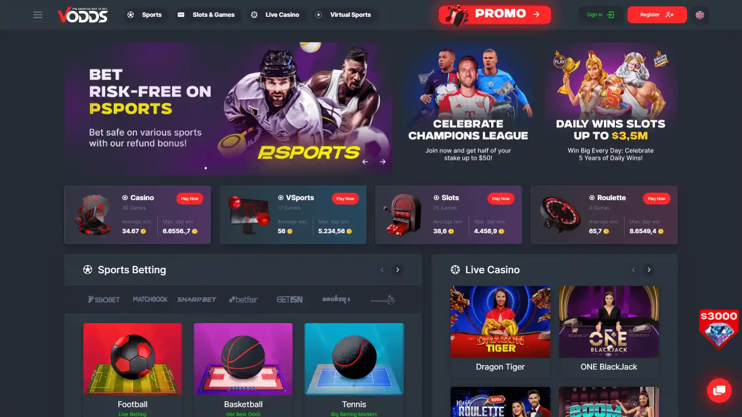 VOdds Casino screenshot 1