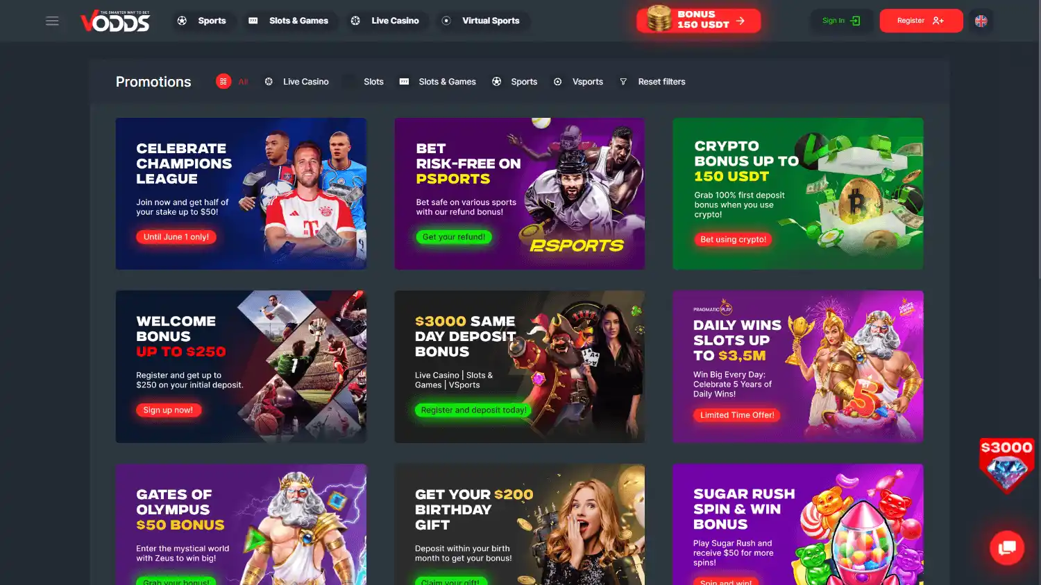 VOdds Casino screenshot 2