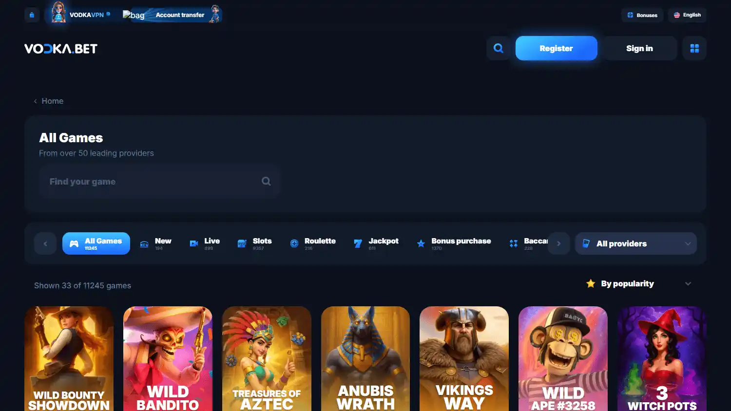 Vodka.bet Casino screenshot 2