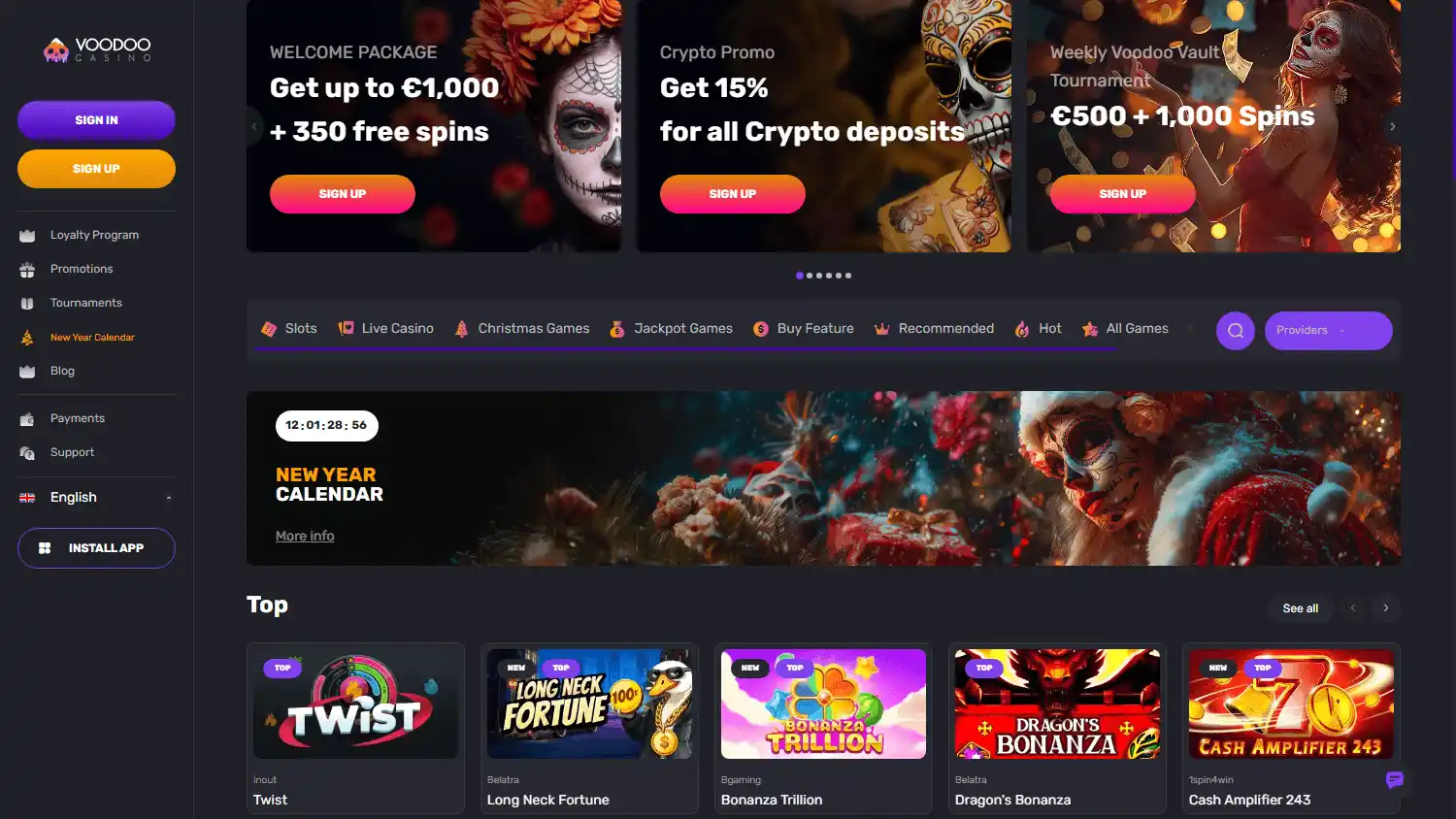 Voodoo Casino screenshot 1