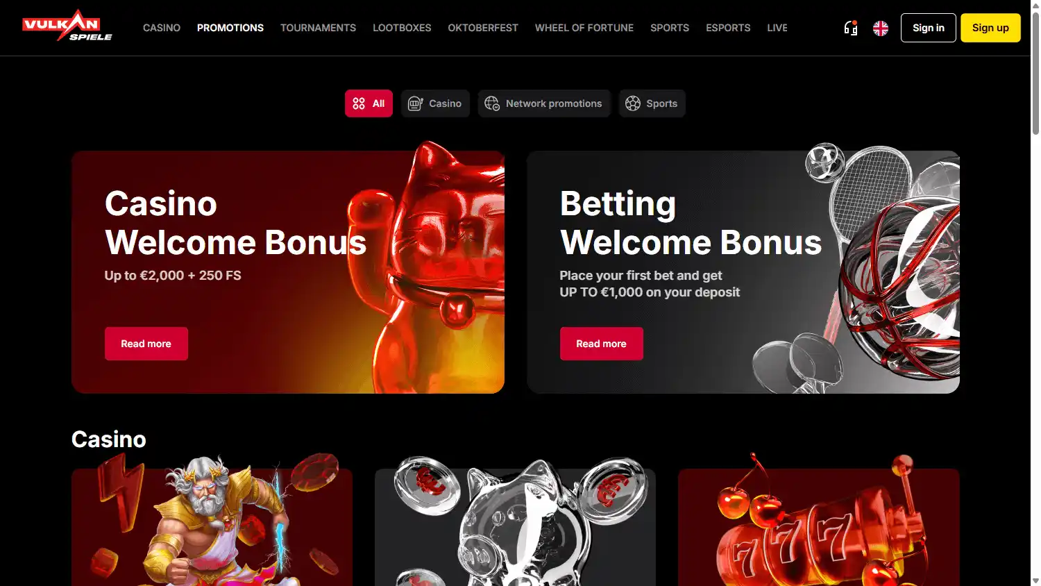 VulkanSpiele Casino screenshot 2