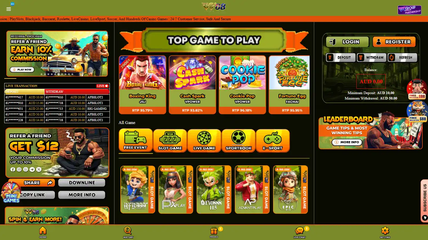 VV88 AUD Casino screenshot 1