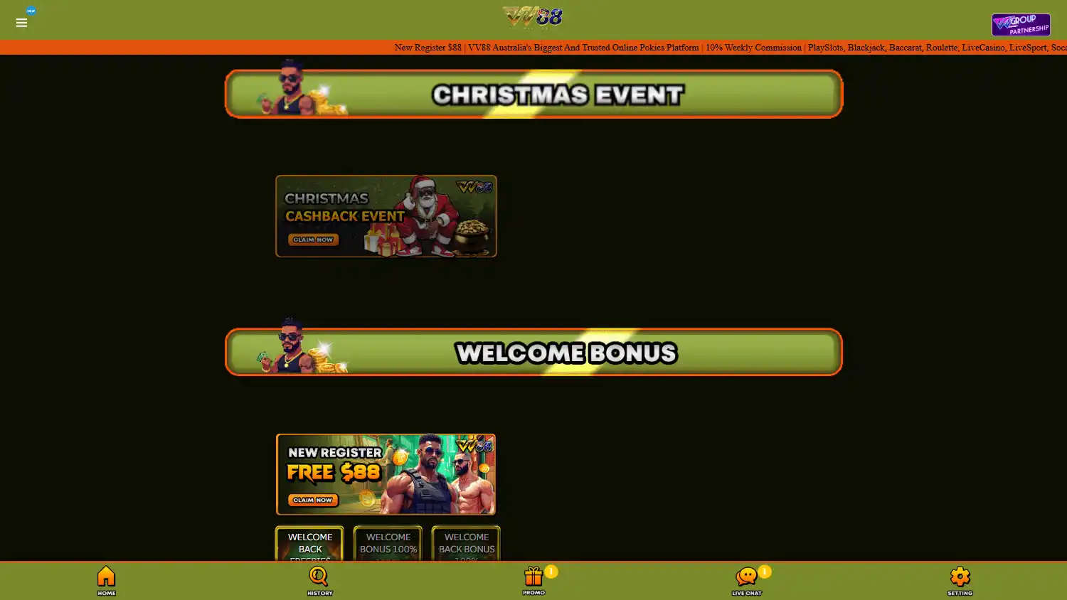 VV88 AUD Casino screenshot 2