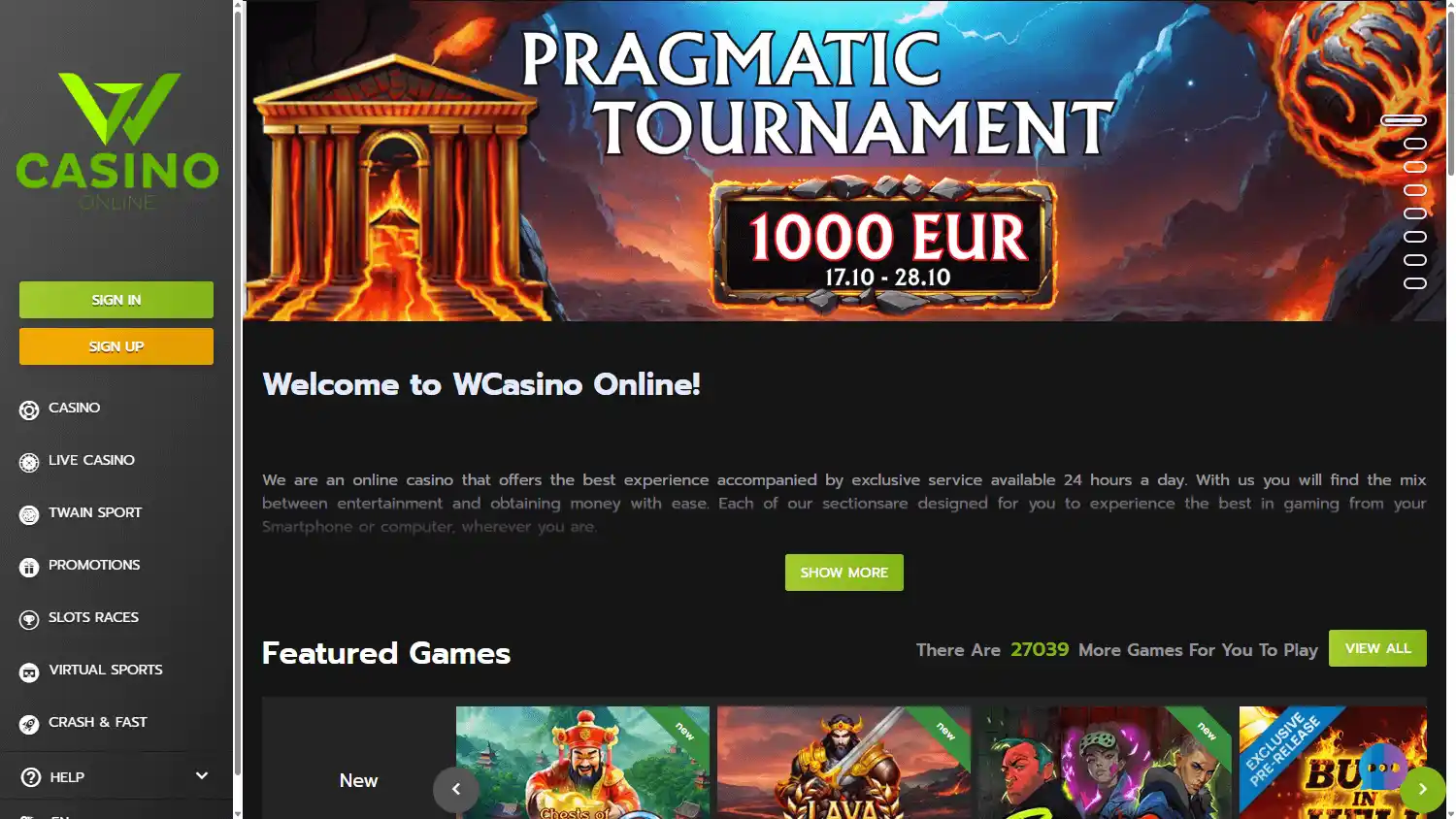 W Casino screenshot 1