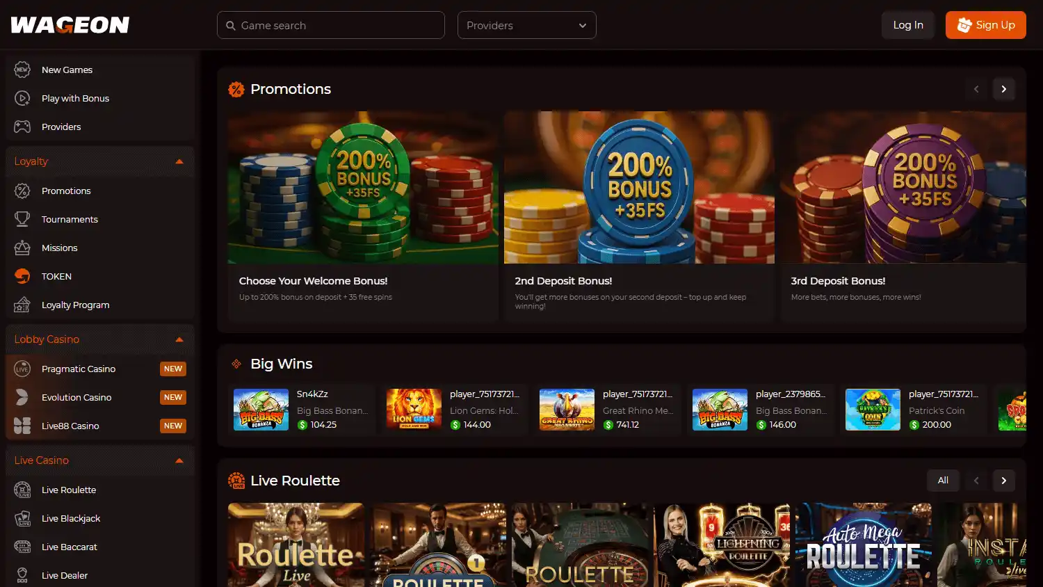Wageon Casino screenshot 1