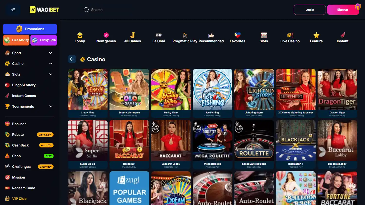 Wagibet Casino screenshot 2