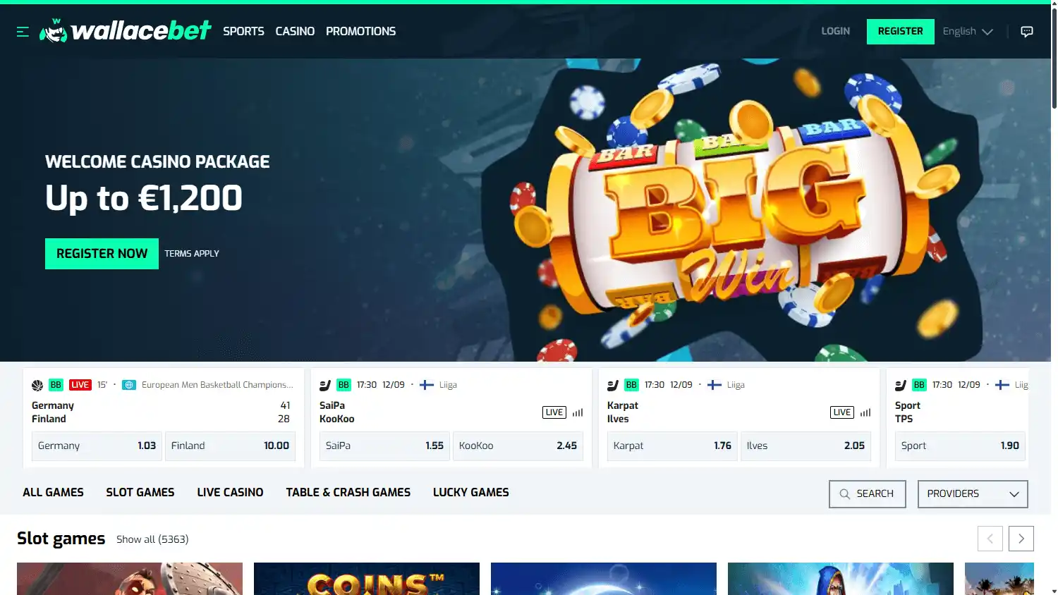 Wallacebet Casino screenshot 1