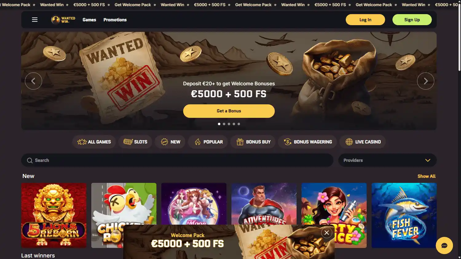 Wanted Win Casino screenshot 1