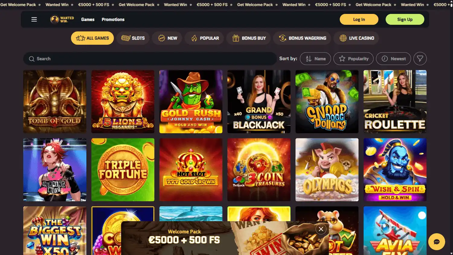 Wanted Win Casino screenshot 2