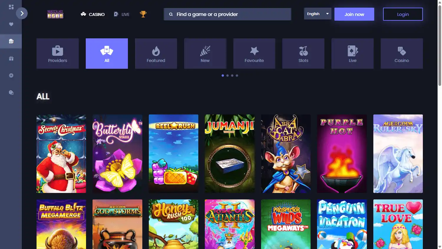 WatchMySpin Casino screenshot 2