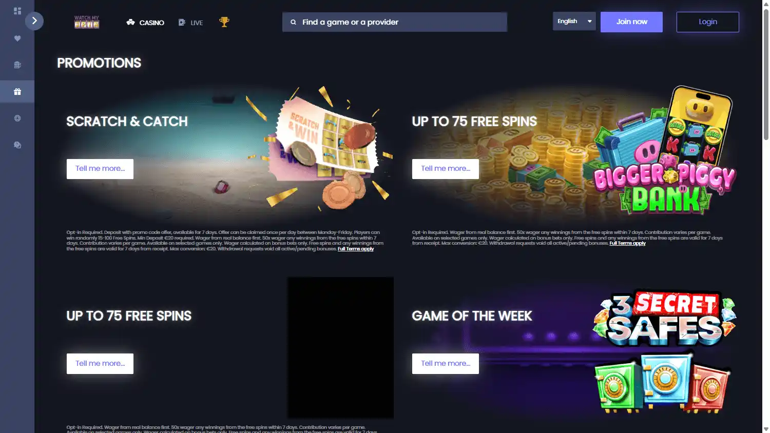 WatchMySpin Casino screenshot 3