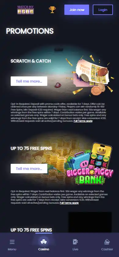 WatchMySpin Casino screenshot 6