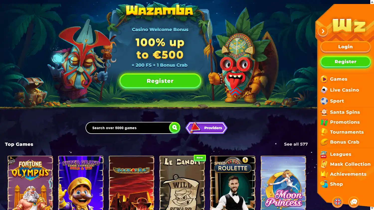 Wazamba Casino screenshot 1