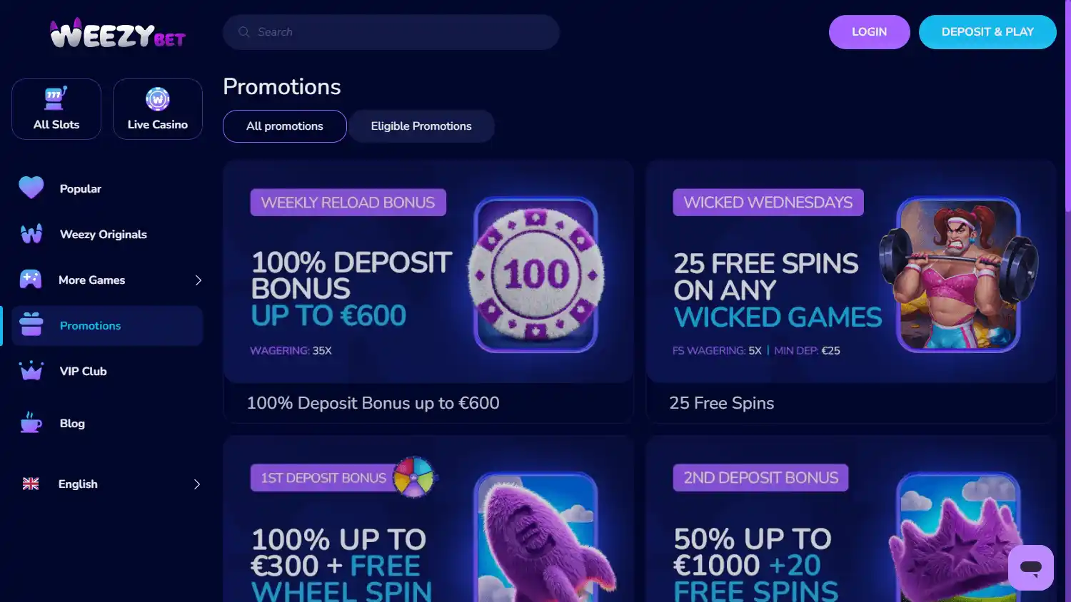 WeezyBet Casino screenshot 3