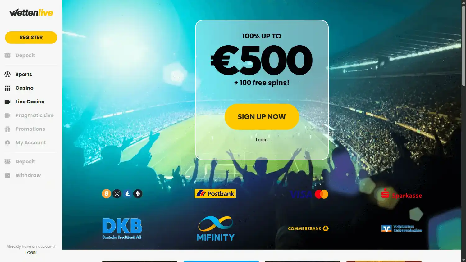 Wettenlive Casino screenshot 2