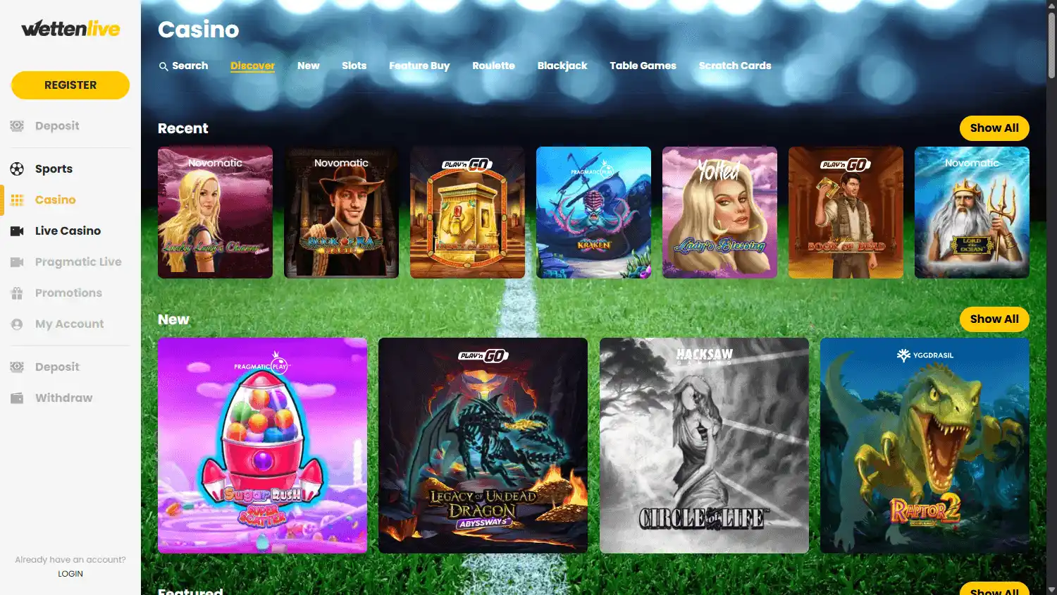 Wettenlive Casino screenshot 3