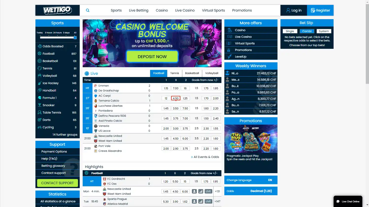 Wettigo Casino screenshot 1
