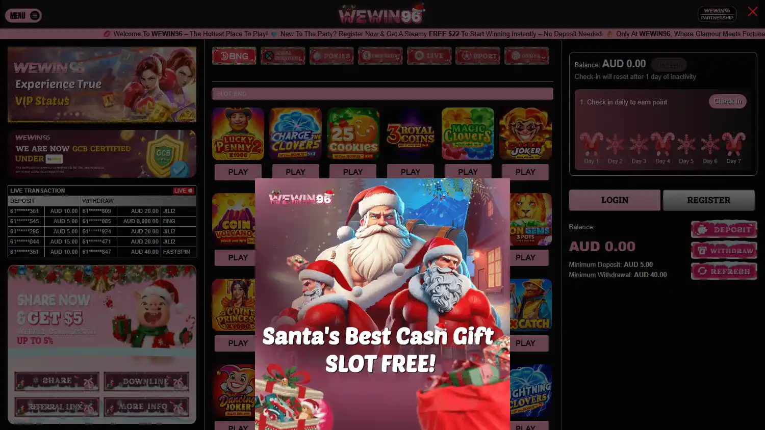 WEWIN96 Casino screenshot 1