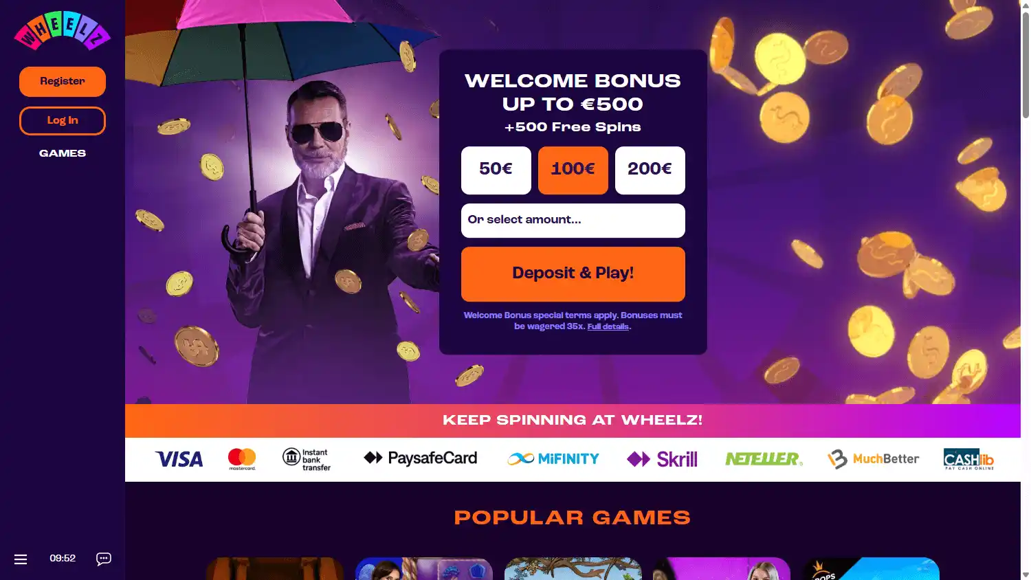 Wheelz Casino screenshot 1