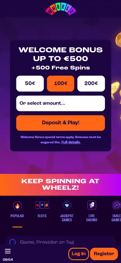 Wheelz Casino screenshot 5