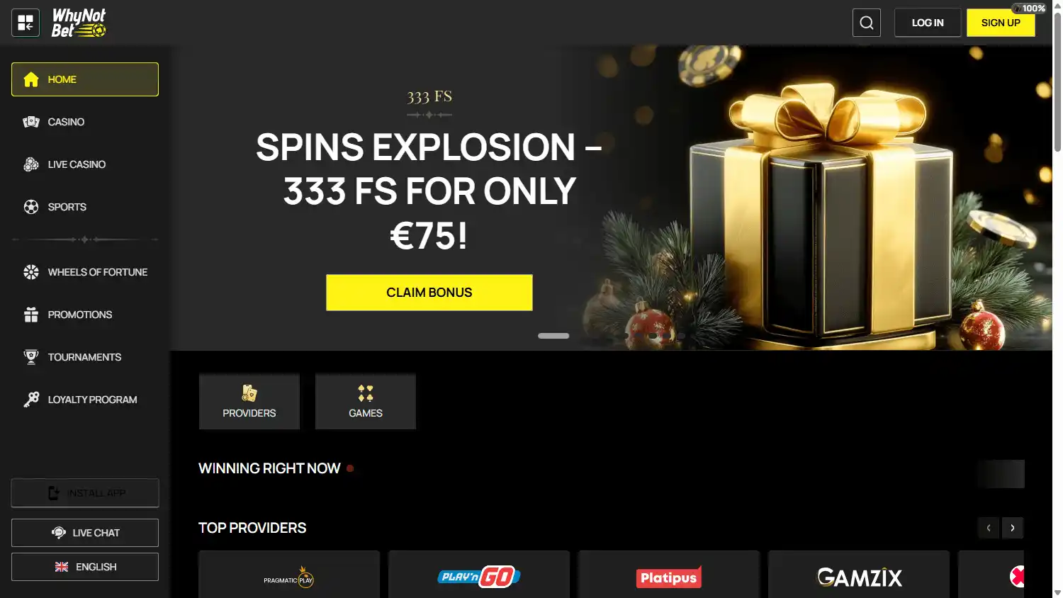 WhyNotBet Casino screenshot 1