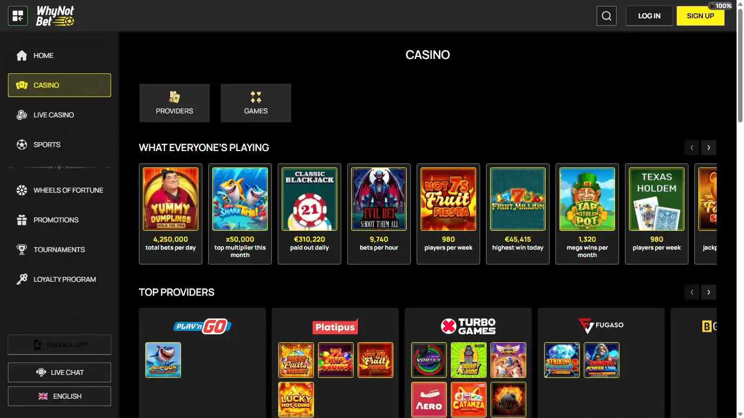 WhyNotBet Casino screenshot 2