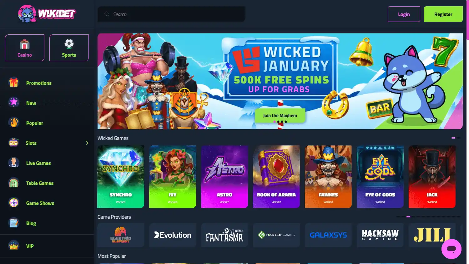 Wikibet Casino screenshot 1