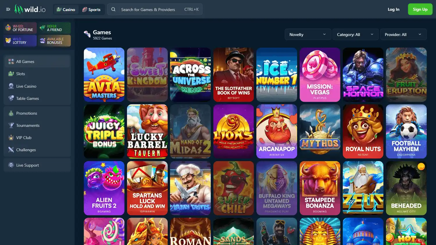 Wild.io Casino screenshot 2